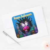Halloween Trick-or-Treat stickers. MONSTERFEEST Vierkante Sticker (Envelop)
