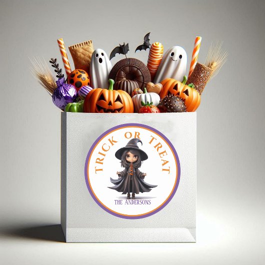 Halloween Trick or treat Stijlvolle Big Eyed Witch Ronde Sticker