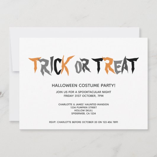 Halloween Trick or treat Striped Patroon Kaart (Voorkant)