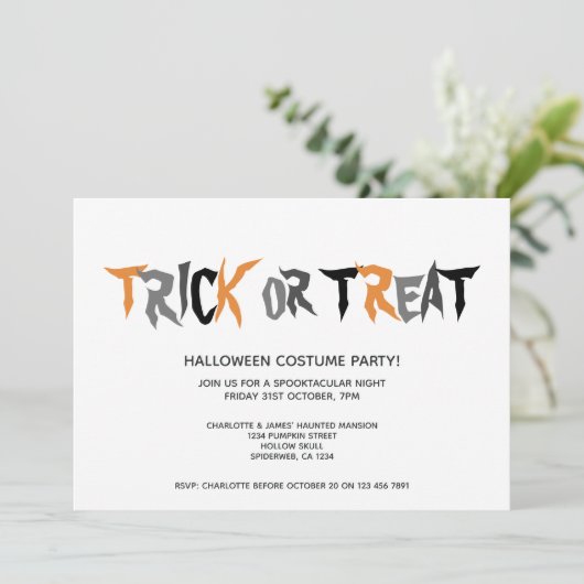 Halloween Trick or treat Striped Patroon Kaart (Staand voorkant)