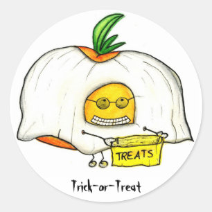 Halloween Trick or treat Tomato Ghost Ronde Sticker