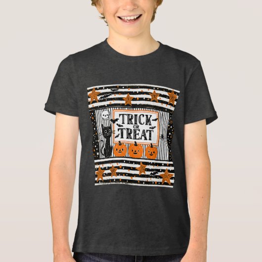 Halloween Trick or Treat Tri-Blend Shirt (Voorkant)