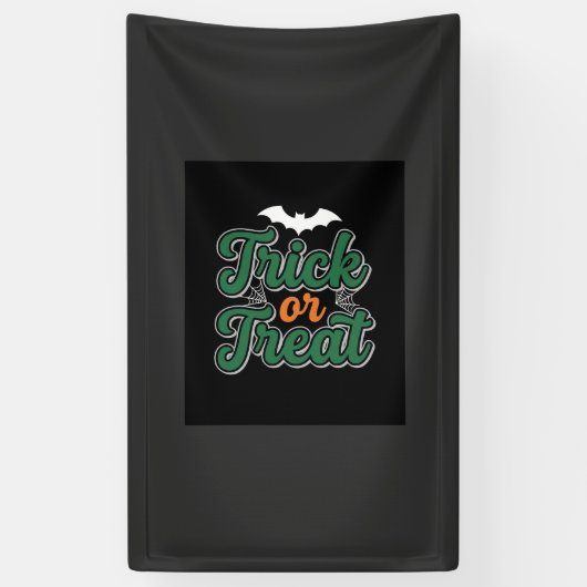 Halloween Trick or Treat Vleermuis Web Design_1 Spandoek (Verticaal)