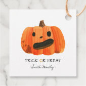 Halloween Trick or treat Waterverf Pompoen Kindere Bedankjes Labels (Achterkant)