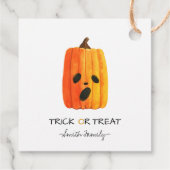 Halloween Trick or treat Waterverf Pompoen Kindere Bedankjes Labels (Achterkant)