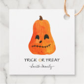 Halloween Trick or treat Waterverf Pompoen Kindere Bedankjes Labels (Achterkant)