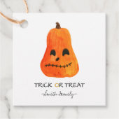 Halloween Trick or treat Waterverf Pompoen Kindere Bedankjes Labels (Voorkant)