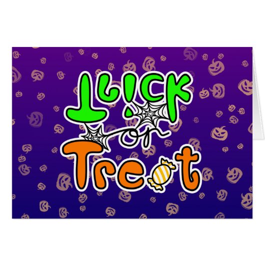 Halloween Trick or treat Wenskaart (Voorkant Horizontaal)