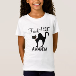 Halloween Trick or treat Whimsical Black Cat T-shirt