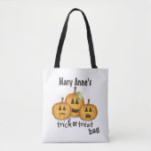 Halloween Trick or treat Whimsical Jack O'Lantern Tote Bag (Voorkant)