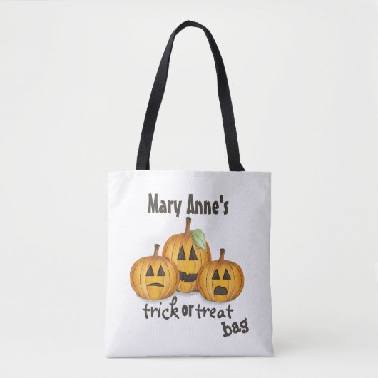 Halloween Trick or treat Whimsical Jack O'Lantern Tote Bag (Voorkant)
