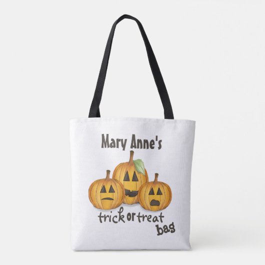 Halloween Trick or treat Whimsical Jack O'Lantern Tote Bag (Achterkant)