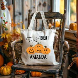 Halloween Trick or treat Whimsical Pumpkin Tote Bag