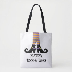 Halloween Trick or treat Whimsical Witch Shoes Tote Bag