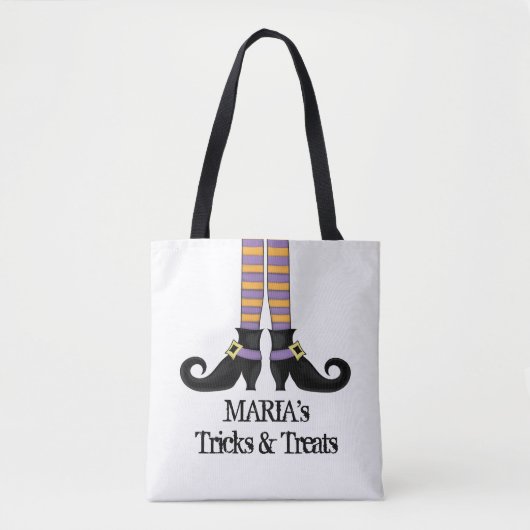 Halloween Trick or treat Whimsical Witch Shoes Tote Bag (Voorkant)
