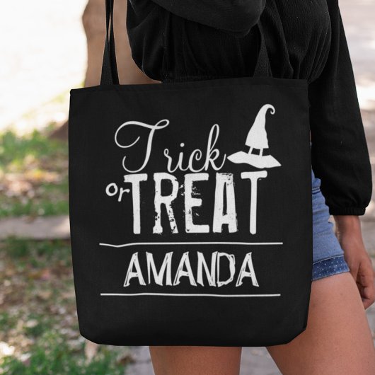 Halloween Trick or treat Witch Pet Typografie Tote Bag