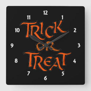Halloween Trick or treat Words Vierkante Klok