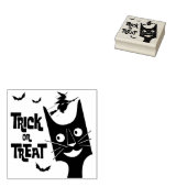  Halloween Trick or treat Zwart Cat Rubberstempel (Gestempeld)