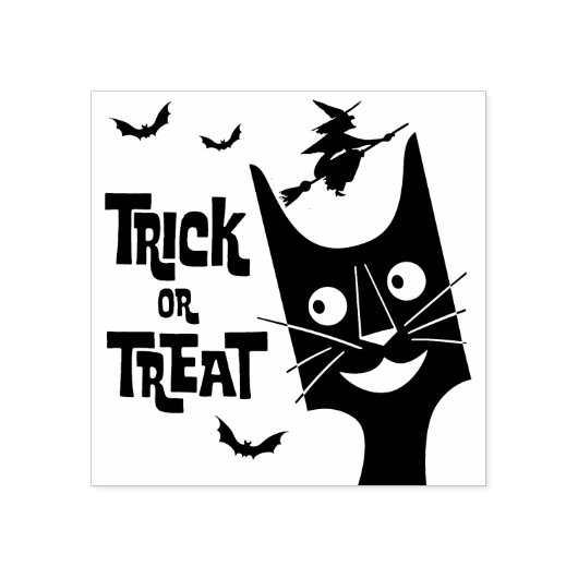  Halloween Trick or treat Zwart Cat Rubberstempel (Afrduk)