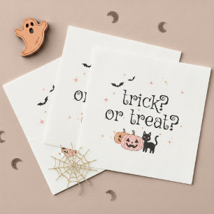 Halloween Trick or Treat Zwarte Kat Motief ID1325 Servet