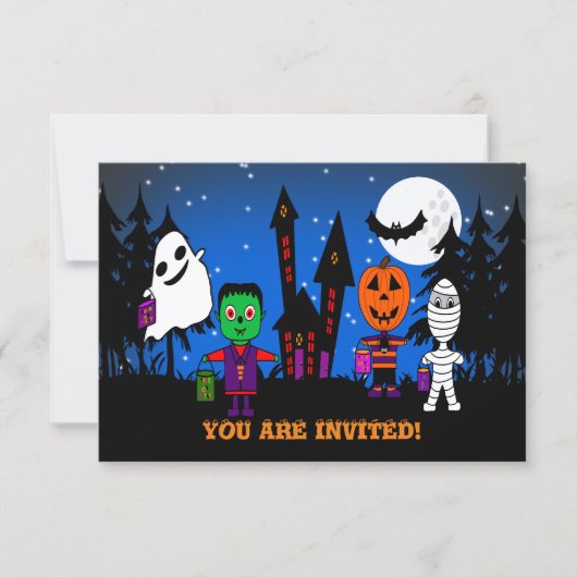 Halloween "Trick or Treaters" Uitnodiging (Voorkant)
