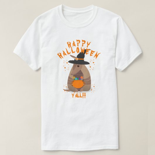 Halloween Trick-or-Treating Armadillo Witch Texas T-shirt (Design voorkant)