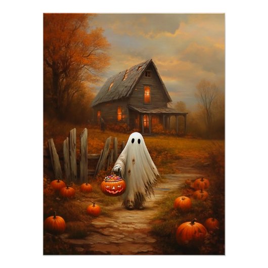 Halloween Trick-or-Treating Ghost Perfect Poster (Voorkant)