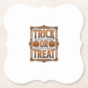 Halloween Trick Treat Pompoen Schedels Vintage Gra Kartonnen Onderzetters