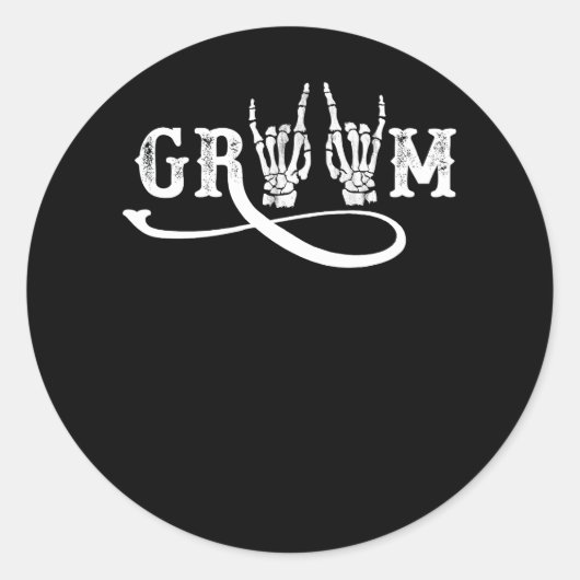 Halloween Trouw Bruid Bruidegom Skelet Tot de Dood Ronde Sticker (Voorkant)