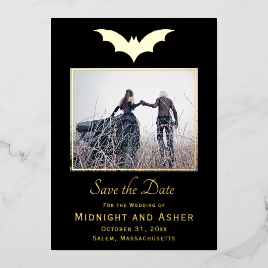 Halloween Trouw Save The Date Folie Uitnodiging (Voorkant)