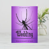 Halloween Trouw Uitnodigingen Paarse Spin (Staand voorkant)