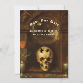 Halloween Trouwdag Goth Schedel Spinnen Bewaar de  Kaart (Voorkant)