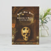 Halloween Trouwdag Goth Schedel Spinnen Bewaar de  Kaart (Staand voorkant)