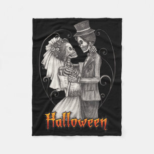 Halloween trouwdag in oktober - bruid en bruidegom fleece deken
