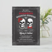 Halloween trouwdoucheuitnodiging. Zwart rood Kaart (Staand voorkant)