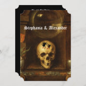 Halloween Trouwfeest Goth, Schedel, Spinnen Uitnod Kaart (Voorkant / Achterkant)