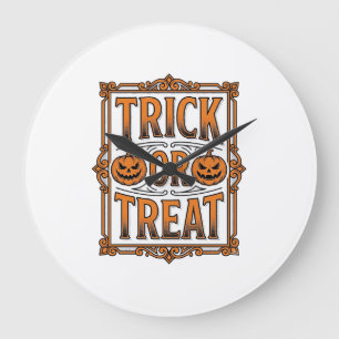 Halloween Truc Behandeling Pompoen Schedels Vintag Grote Klok