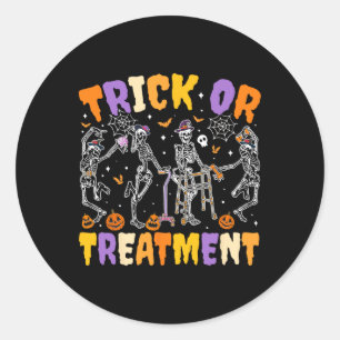 Halloween truc of behandeling van fysiotherapie t ronde sticker