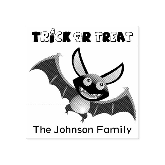 Halloween Truc of Behandeling Vleermuis Rubberstempel (Afrduk)