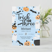 Halloween-truc of drie derde verjaardagsfeest kaart (Staand voorkant)