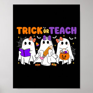 Halloween truc of leer retro leraren studenten poster