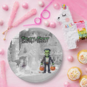 Halloween truc van de behandeling van Frankenstein Papieren Bordje (Feest)