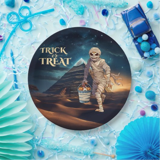 Halloween truc van de behandeling van mummie papieren bordje (Feest)