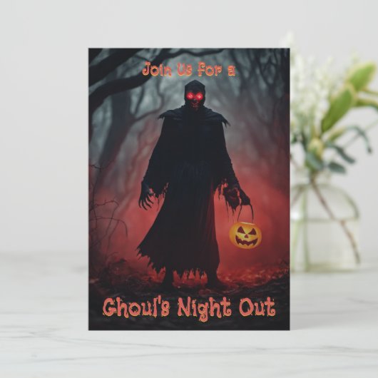 Halloween truc voor het behandelen van griezelige  kaart (Staand voorkant)