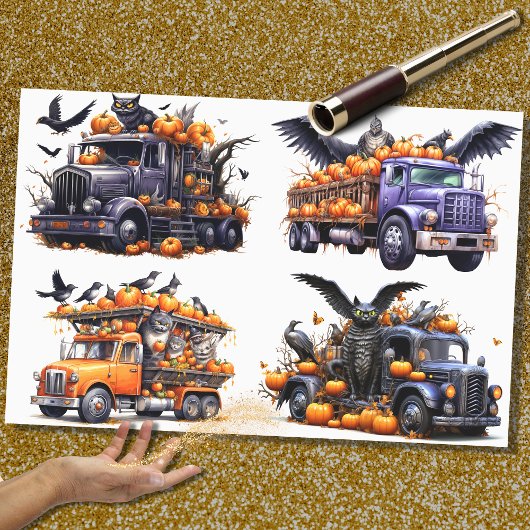 Halloween Truck Collage 1 Decoupage papier