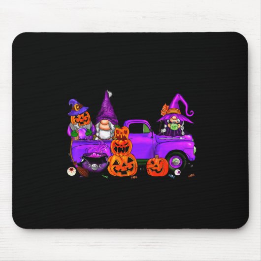 Halloween Truck Gnome Witch Pumpkin Boo Ghost Funn Muismat (Voorkant)