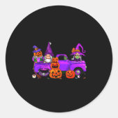 Halloween Truck Gnome Witch Pumpkin Boo Ghost Funn Ronde Sticker (Voorkant)