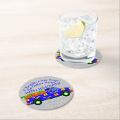 Halloween Truck Pumpkin Day Keeps Goblins Away Ronde Kartonnen Onderzetter (Insitu)