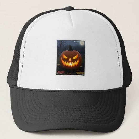 Halloween Trucker Hoed, griezelige pompoen Pet (Voorkant)