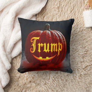 Halloween Trump Jack-o-lantern in de mist Kussen